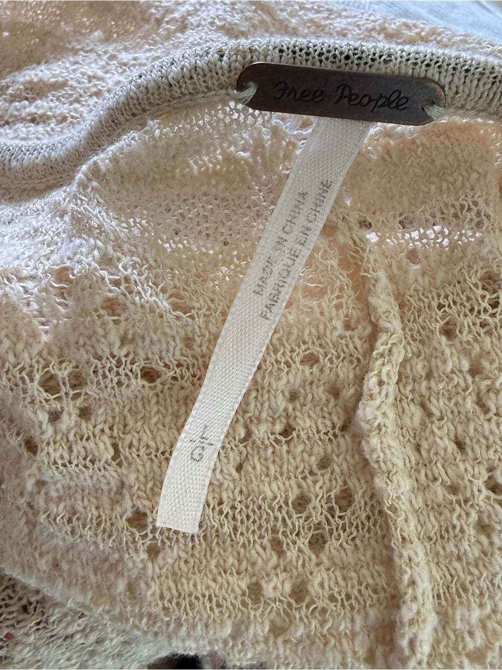 Free People Cold Shoulder Boho Knit Tunic Sweater Cream Size Large